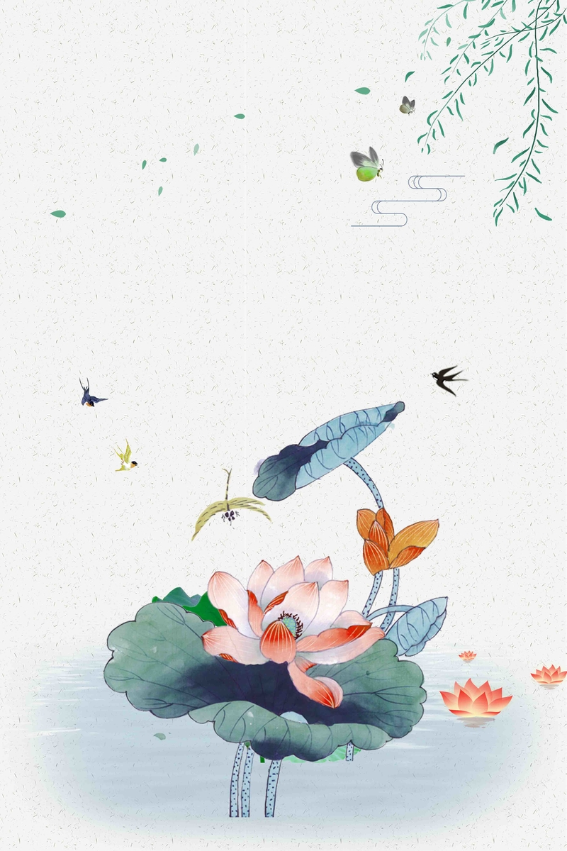 中国风小暑节气海报，高清JPG，文艺清新设计素材免费下载