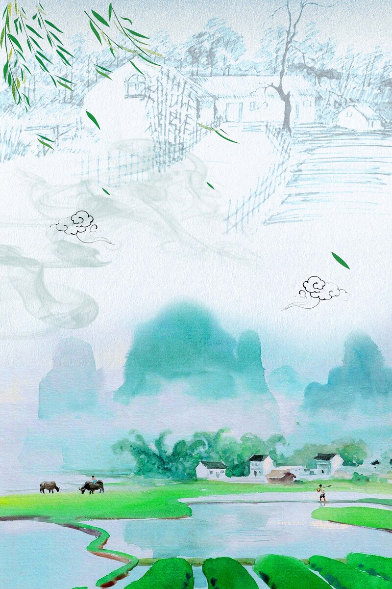 清明节海报背景，高清JPG&PSD设计素材，文艺清新风格，免费下载