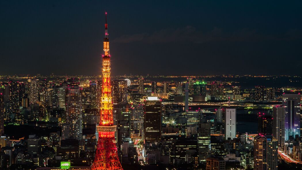 东京夜城摩天塔，绝美4K高清壁纸，3840x2160分辨率任你下载