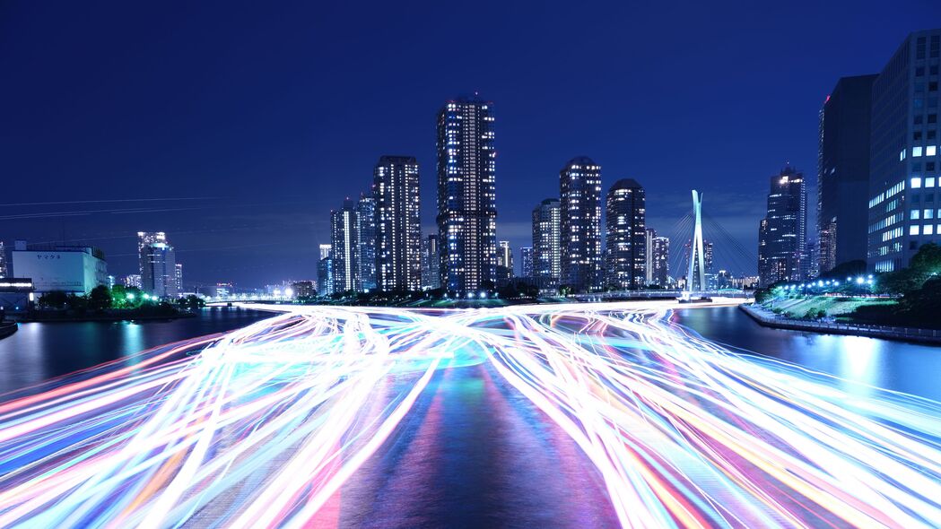 夜城大都市浅色4K壁纸，高清3840x2160风景图片下载