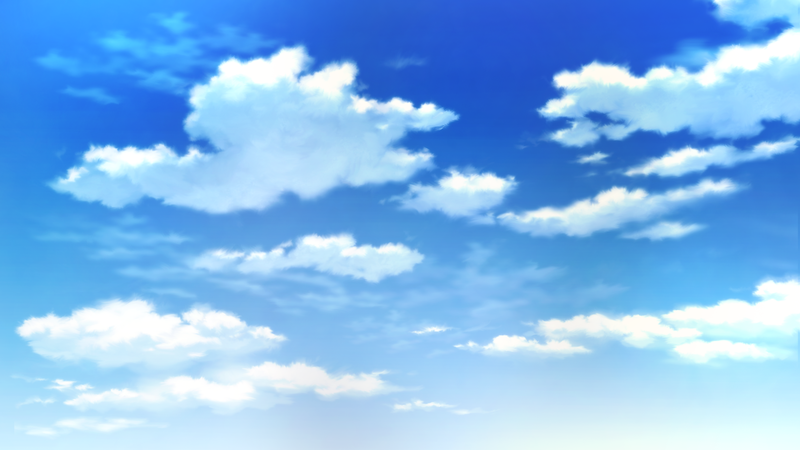 云彩蓝色天空动漫背景，高清JPG与手绘PSD设计素材下载