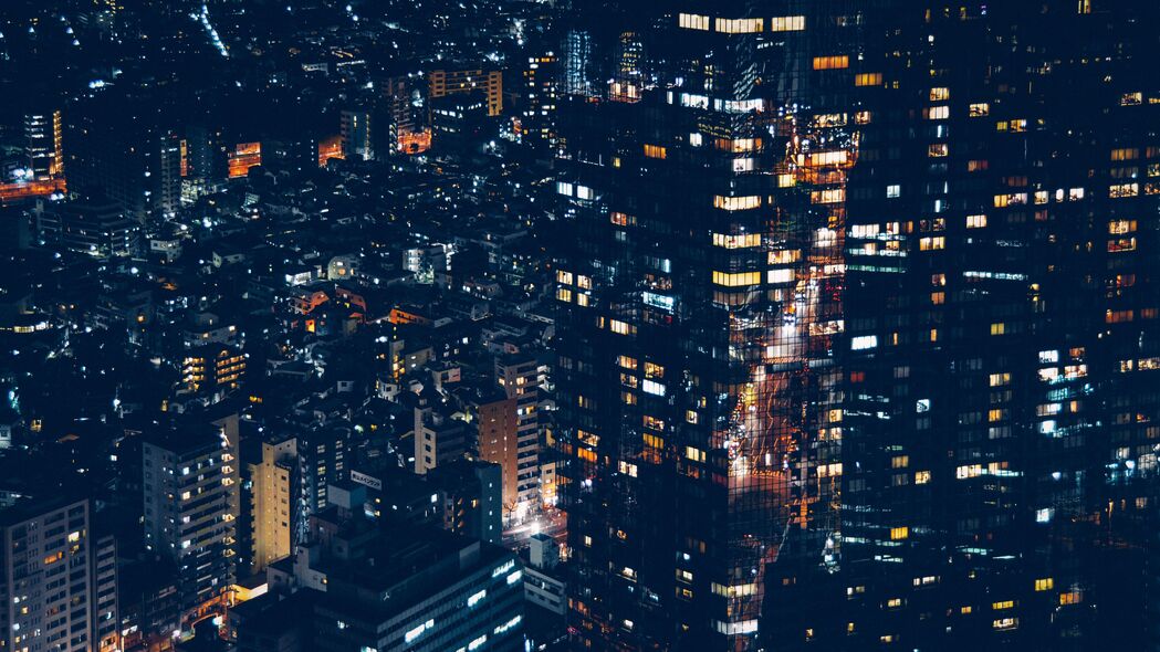 Minato日本夜城，璀璨建筑与城市灯光，精选4K高清壁纸3840x2160，免费下载