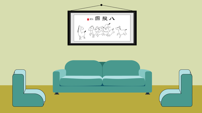 家庭客厅绘画图，高清JPG素材，卡通手绘AI设计免费下载
