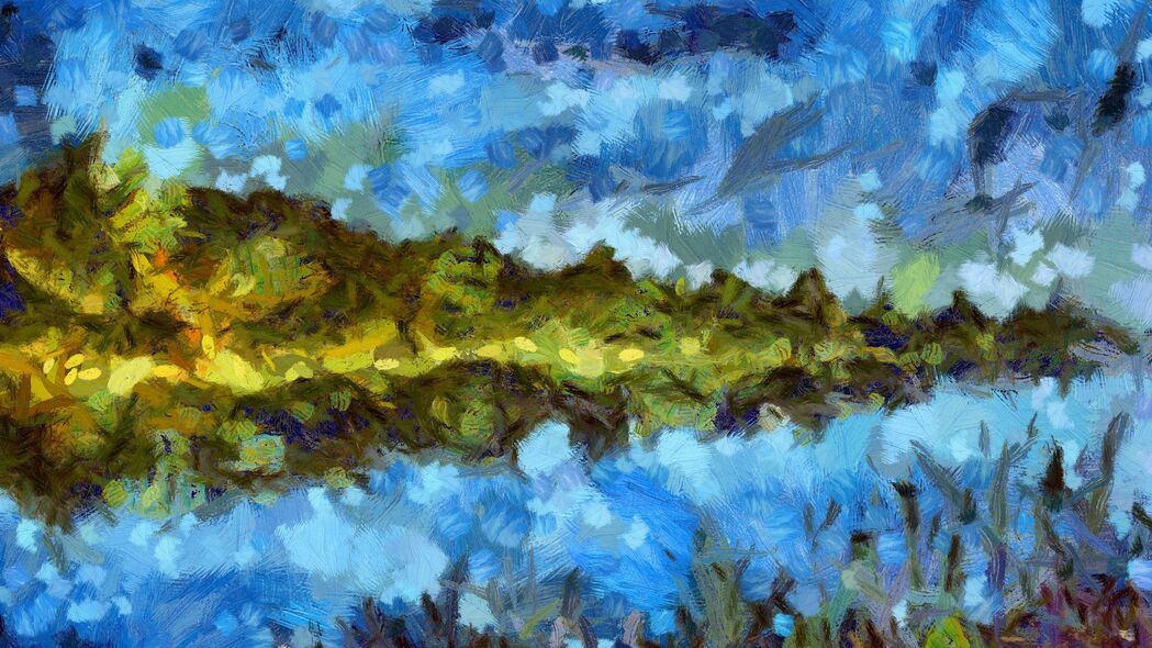 油漆纹理艺术，污渍点缀的风景4K壁纸，高清3840x2160背景图片下载
