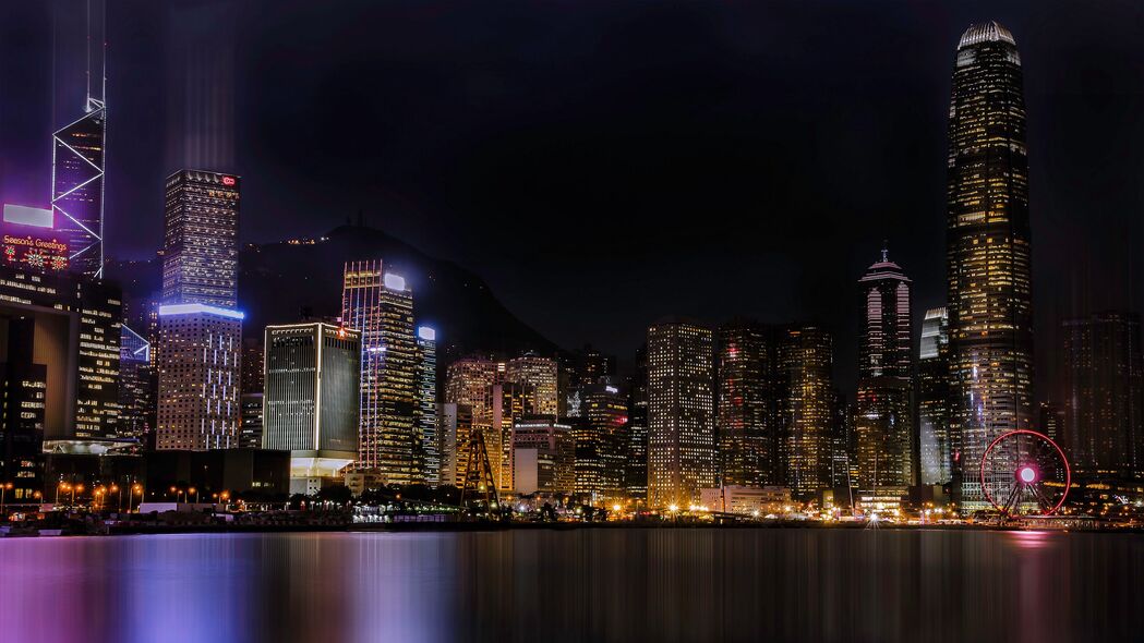 夜城摩天海滩风光，超高清4K壁纸，3840x2160分辨率精美下载