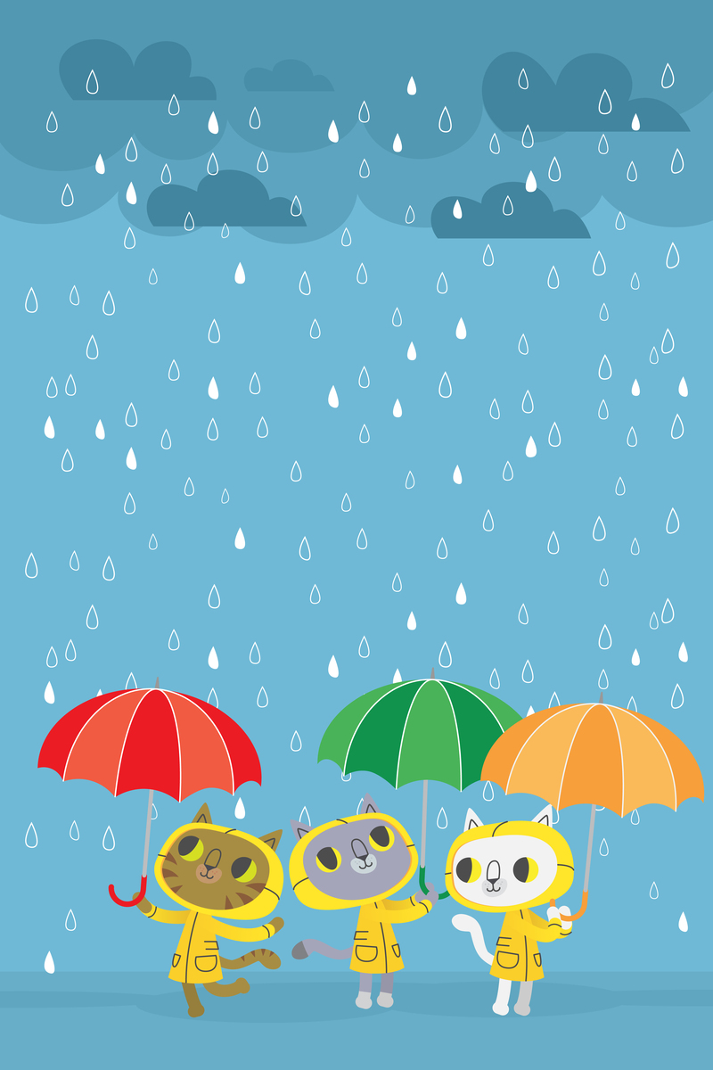 卡通手绘下雨背景，简约小清新JPG/PSD设计素材下载