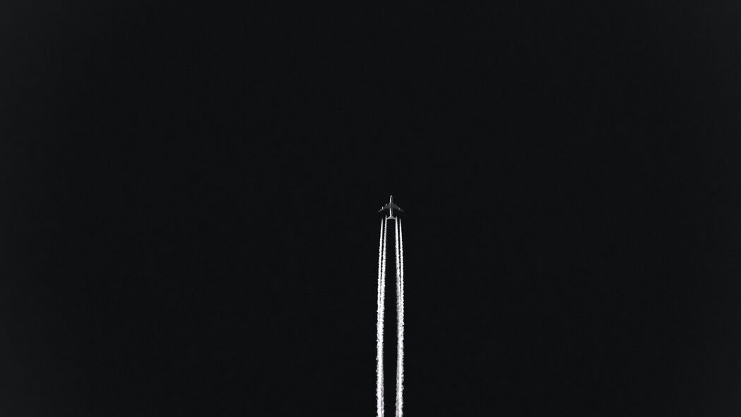 飞机起飞瞬间，夜晚轨道下的绚烂天空，4K超高清壁纸3840x2160免费下载