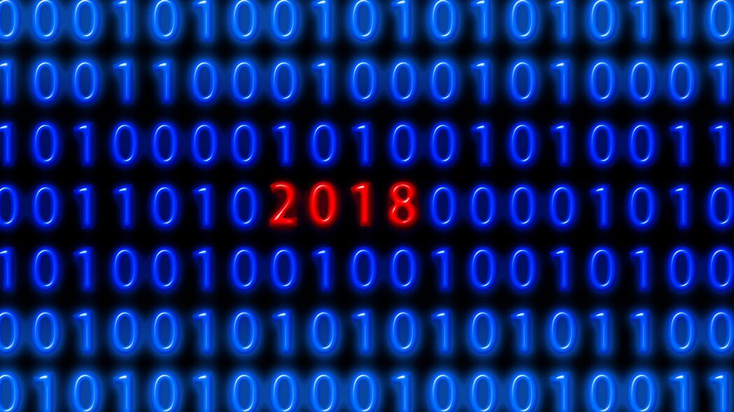 新年2018，精选二进制代码主题4K超高清壁纸，3840x2160分辨率，免费下载！