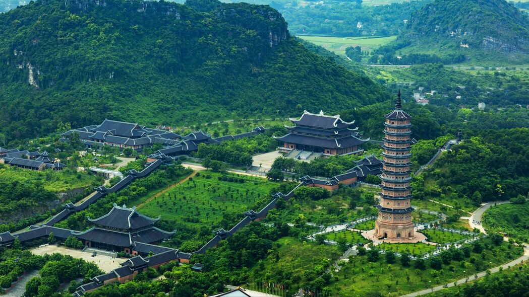 trang an bai dinh绝美风景 俯瞰视角 4K超高清壁纸 3840x2160下载