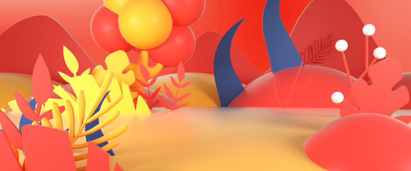 C4D手绘卡通插画，高清JPG与PSD设计素材，一键下载！
