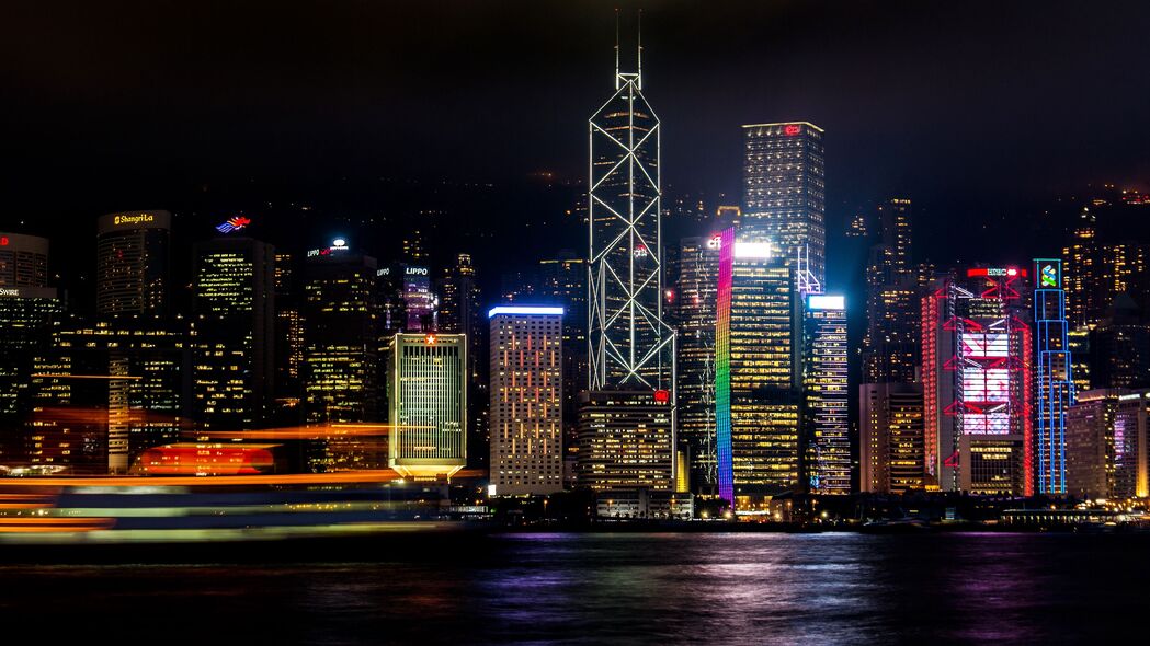 香港摩天夜景，海岸4K超高清壁纸（3840x2160）下载