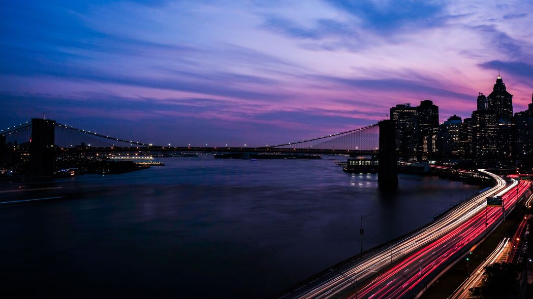 纽约之夜，璀璨道路与建筑，高清4K壁纸（3840x2160）下载