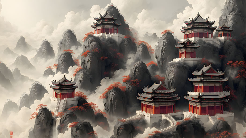 东方水墨山水意境，绝美8K高清壁纸，7680x4320超高清享受（二）精选4K风景图片，一键下载！