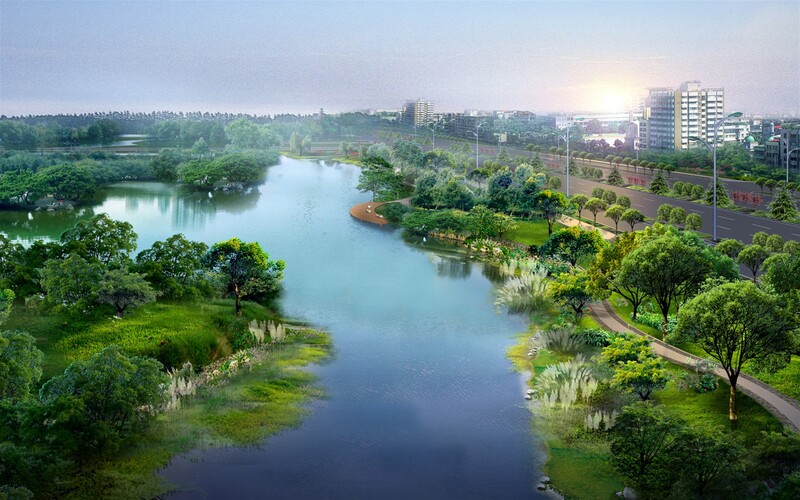 绿水青山城市风光，高清JPG摄影素材，风景设计一网打尽！