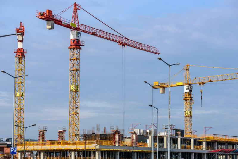 建筑工地城市风光，吊塔高清JPG图片摄影素材下载