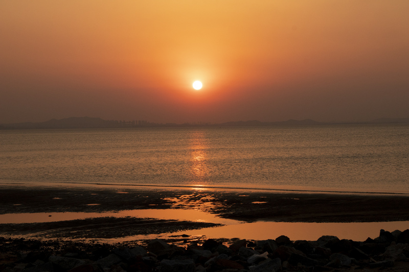 大海夕阳落日高清背景图，JPG摄影素材，风景设计免费下载