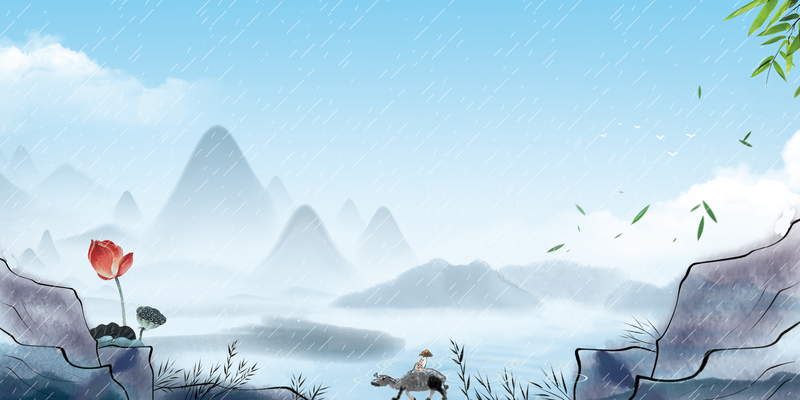 春季水墨清明节海报，复古中国风高清JPG背景图素材下载