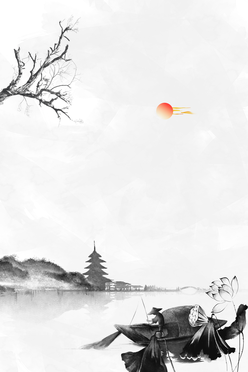 清明节水墨风背景图，复古中国风PSD高清素材，免费下载JPG