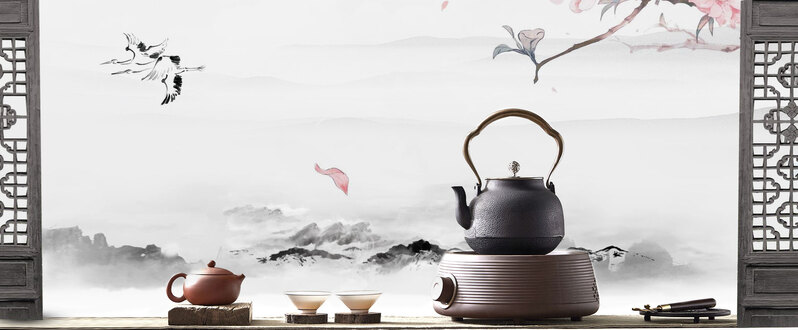 茶具文化，古风海报背景素材，复古中国风高清JPG/PSD下载