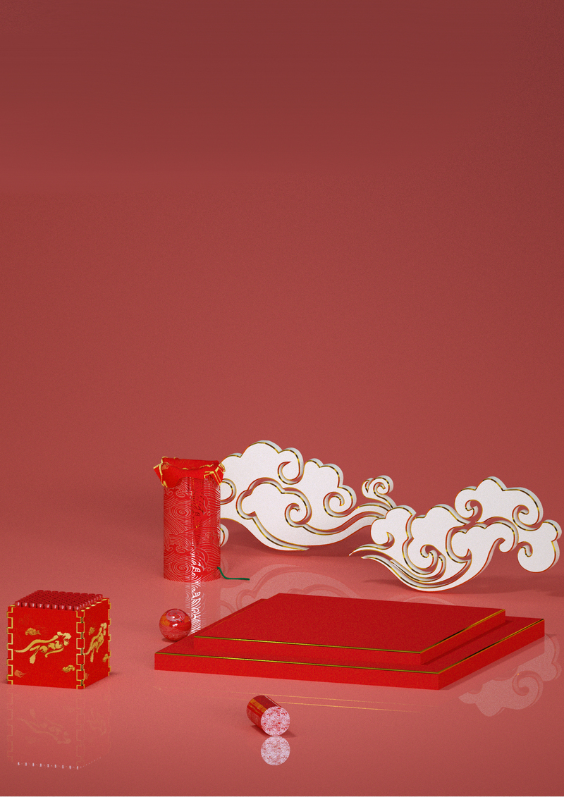 虎年春节国潮背景，立体高清JPG+复古PSD设计素材，一键下载！