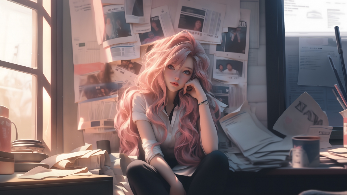 报纸墙·萨勒芬妮，绝美4K高清动漫壁纸，3840x2160超高清下载