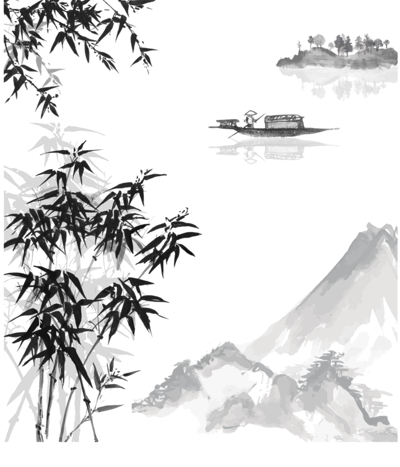 水墨画古风背景素材，高清JPG/免扣PNG/复古PSD设计资源下载