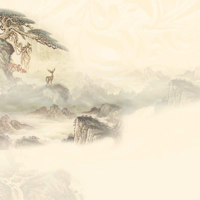复古水墨画电商背景图，高清JPG/PSD设计素材，中国风复古风格，淘宝专用