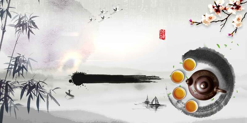 中国风普洱茶背景素材，复古高清JPG与PSD设计资源下载