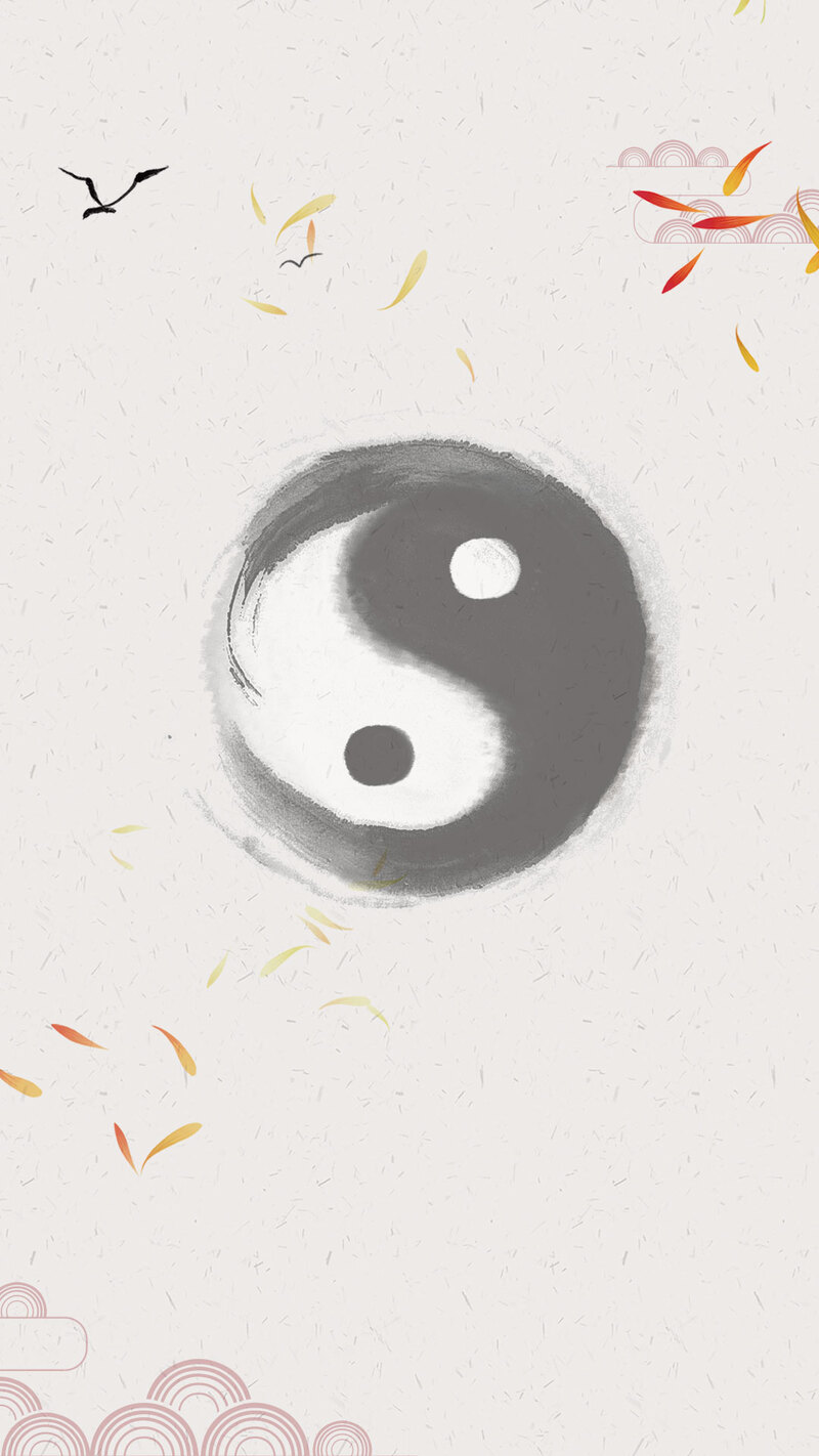 中国风太极八卦PSD分层背景，复古高清JPG素材，H5设计必备下载