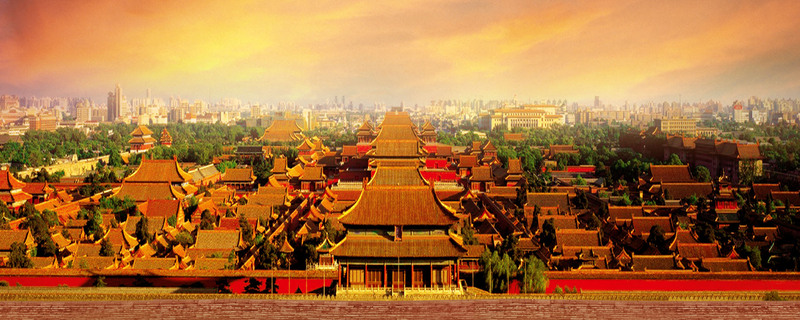 黄色古建筑背景，复古中国风高清JPG与PSD设计素材免费下载