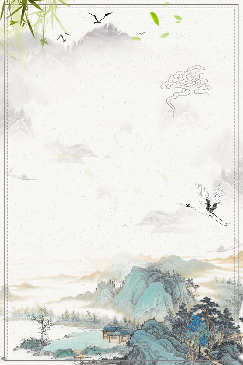 中国风山水意境装饰画，高清JPG素材，复古风格设计下载
