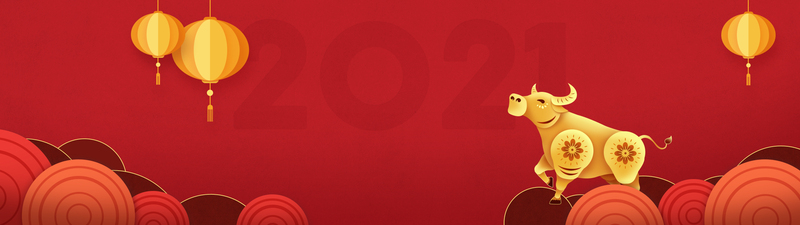 牛年复古中国风，2021新年背景JPG/PSD高清素材下载