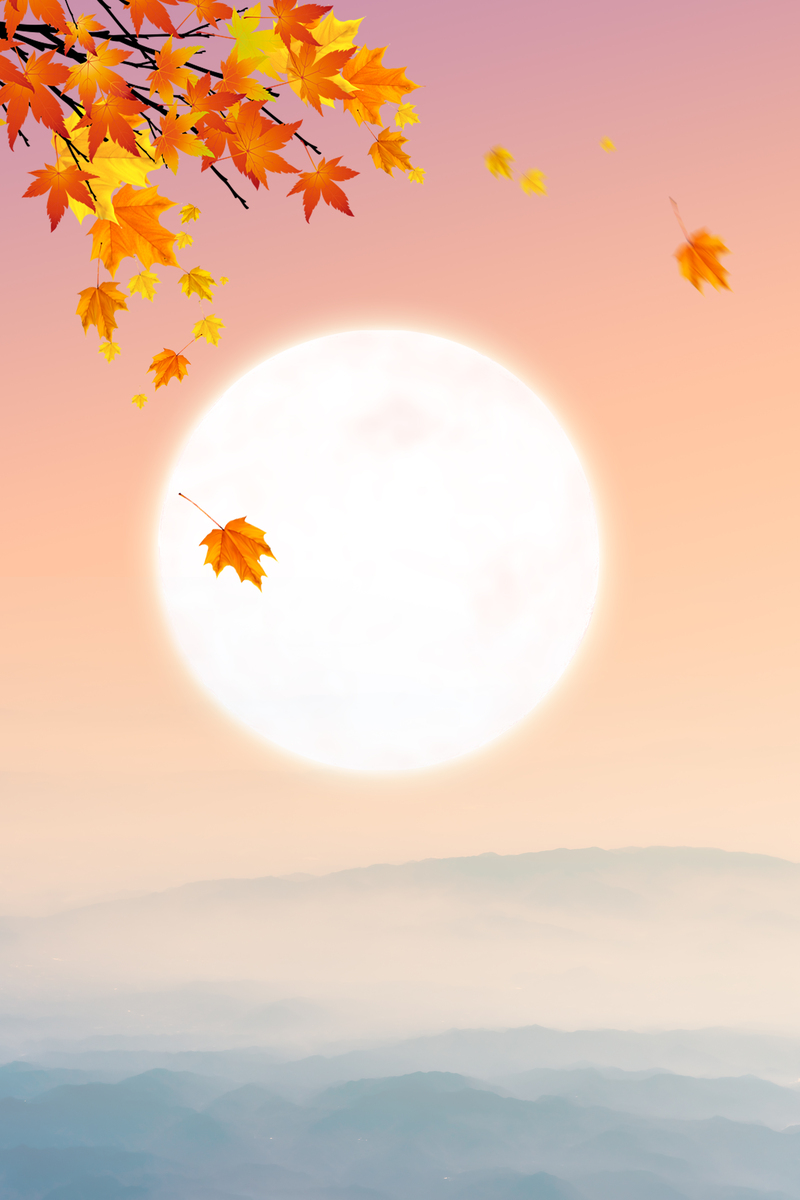 国风中秋背景，复古高清JPG/PSD设计素材免费下载