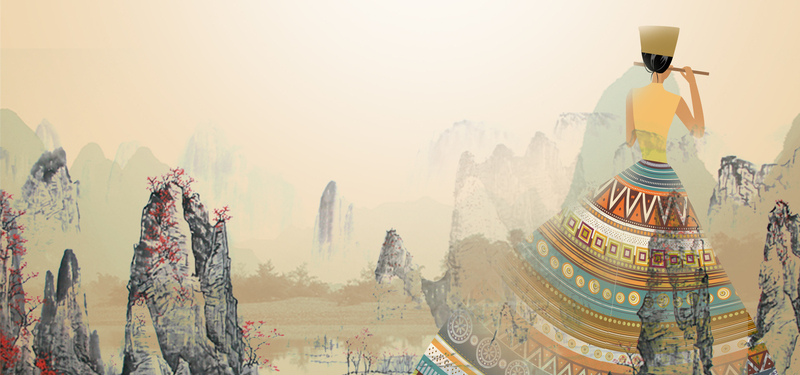 旅游复古灰色banner素材，高清JPG与PSD中国风设计免费下载