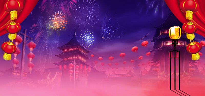 新年中国风彩色海报背景，复古中式高清JPG/PSD素材下载