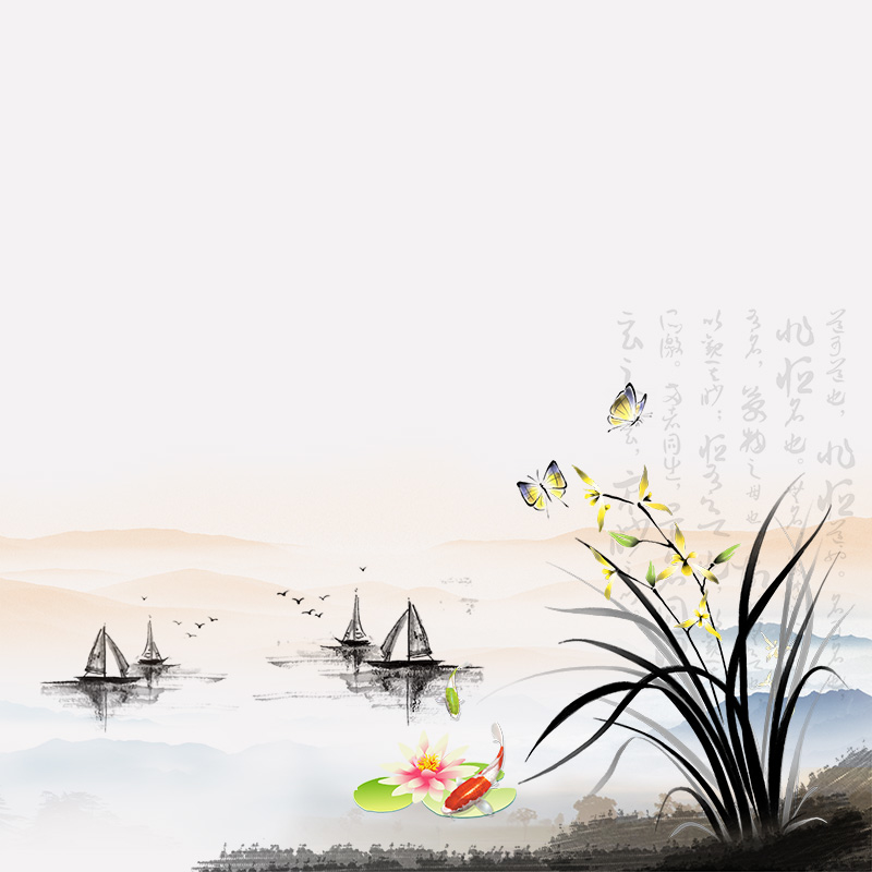 古风水墨画电商淘宝主图背景，高清JPG & 复古PSD设计素材，中国风特色，免费下载