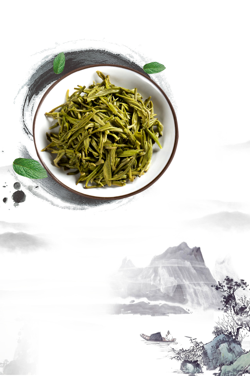 茶文化水墨背景素材，复古中国风高清JPG图片，免费下载