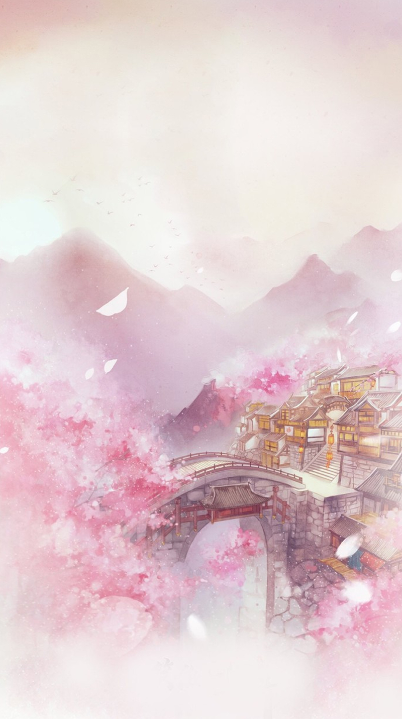 中国风十里桃花JPG图片素材，复古浪漫广告PSD高清下载