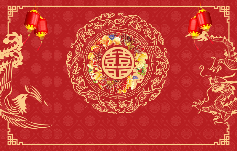 中式龙凤结婚季海报素材，复古中国风PSD/JPG高清图片下载
