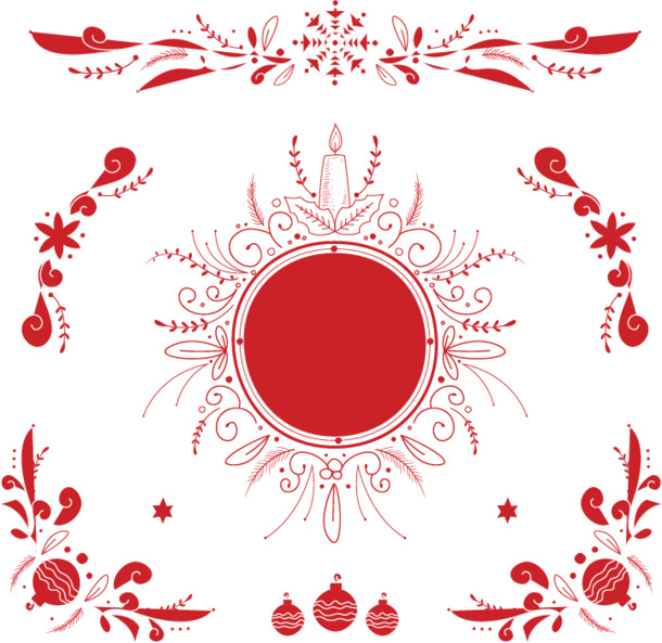 红色节日花纹PNG透明图，圣诞节EPS素材高清下载