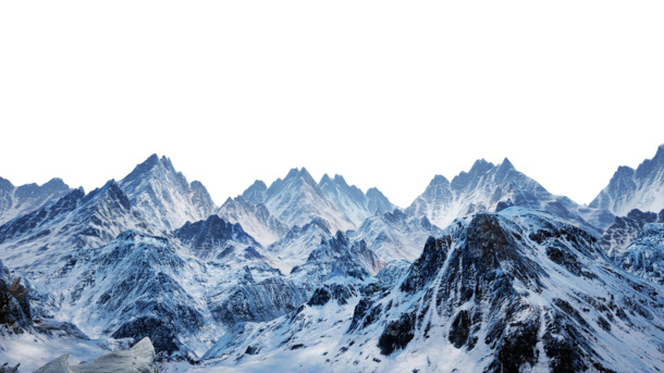 连绵白色雪山高清PNG透明图片，精美装饰元素与图案设计素材下载