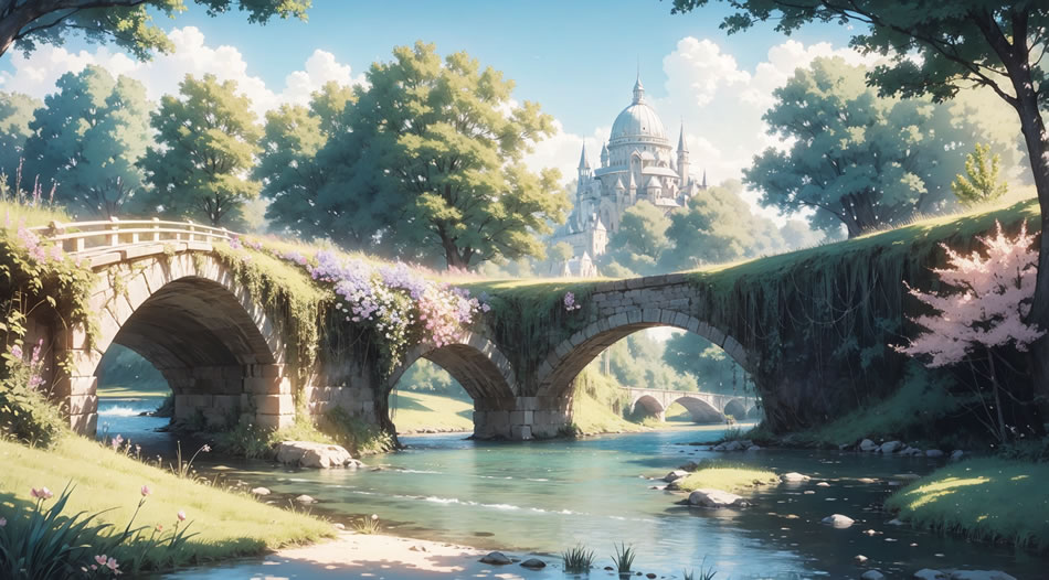 CG动漫原画佳作，远处的城堡美景，尽享8K超高清壁纸下载