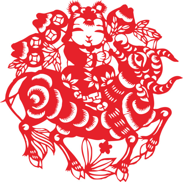 牛年剪纸PNG素材，高清透明图片，节日元素一网打尽！元旦、春节、元宵设计必备，免费下载！