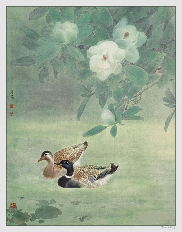邹传安国画集绿叶衬美，高清PNG透明背景图片，H5设计素材免费下载