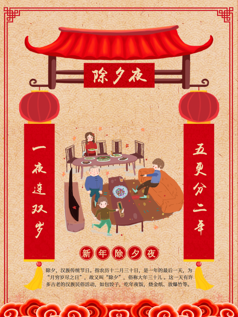 春节除夕年夜饭，复古中国风高清JPG/PSD设计素材下载