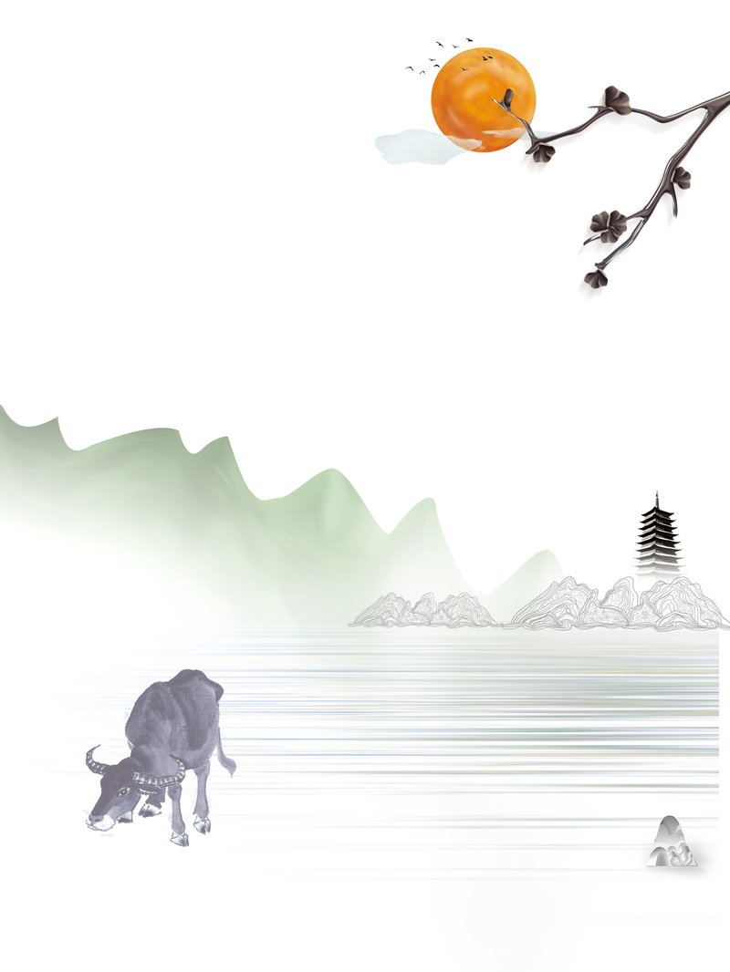 春季水墨风背景，复古中国风高清JPG与PSD设计素材下载