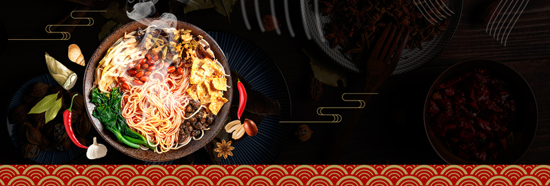 中国风黑色经典螺蛳粉美食电商banner，复古PSD设计素材高清JPG下载