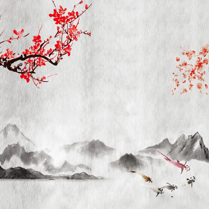 古风水墨画背景素材，淘宝电商主图高清JPG/复古中国风PSD设计资源下载