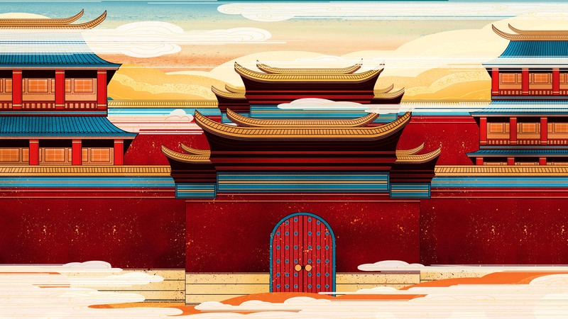 国潮复古风格建设素材，高清JPG与PSD设计元素免费下载