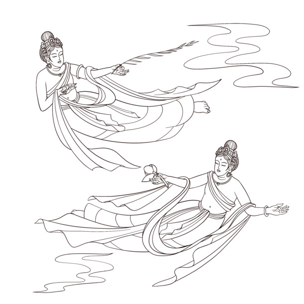 飞天嫦娥手绘，高清PNG透明图片漂浮元素，设计素材免费下载